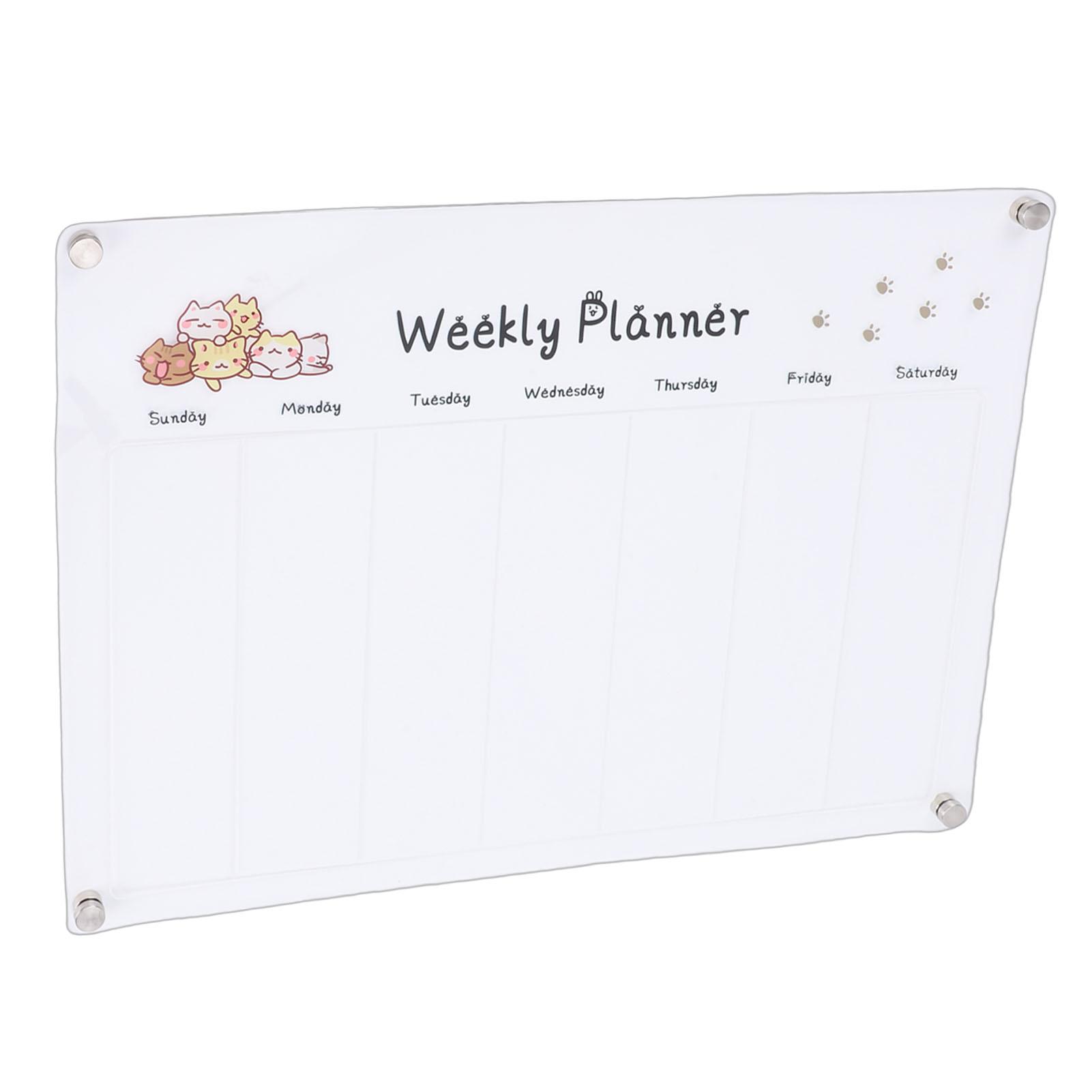 Акриловый еженедельник магнитный стираемый прозрачный еженедельный планер для холодильника