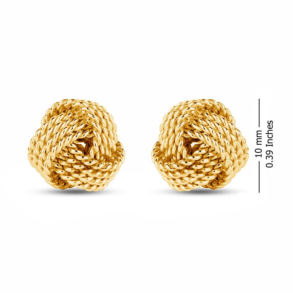 LeCalla S925 Sterling Silver Jewelry Gold-Plated Italian Design Diamond-Cut Wire Love Knot Stud Earring for Women