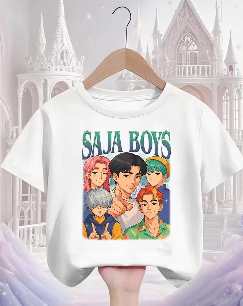 Summer Crew Neck T Shirt Kpop Demon Hunters Cartoon Street Fashion Casual Daily Wear Kids Boys Girls 3 14 Years