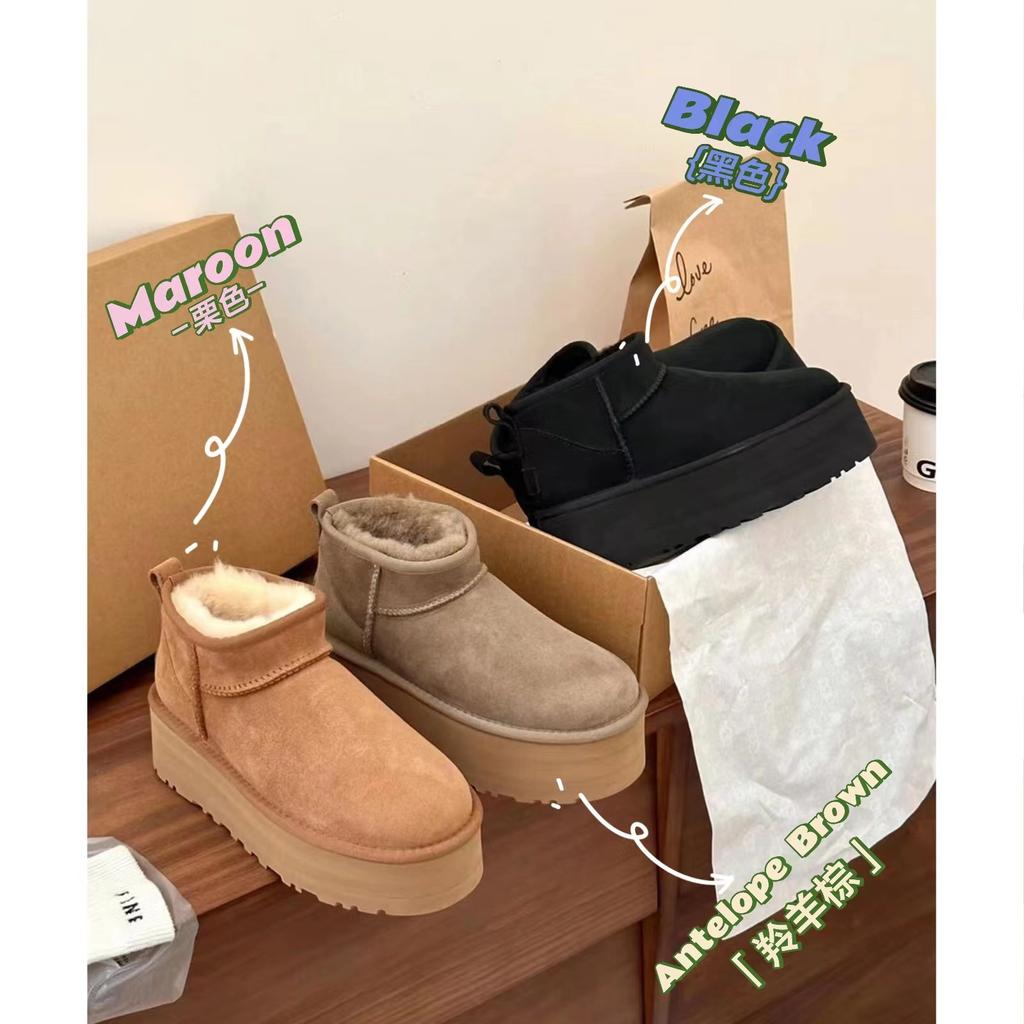 Thick-soled snow boots for women 2025 new winter fur integrated short tube snow cotton piled and thickened outer wear cotton shoes for women