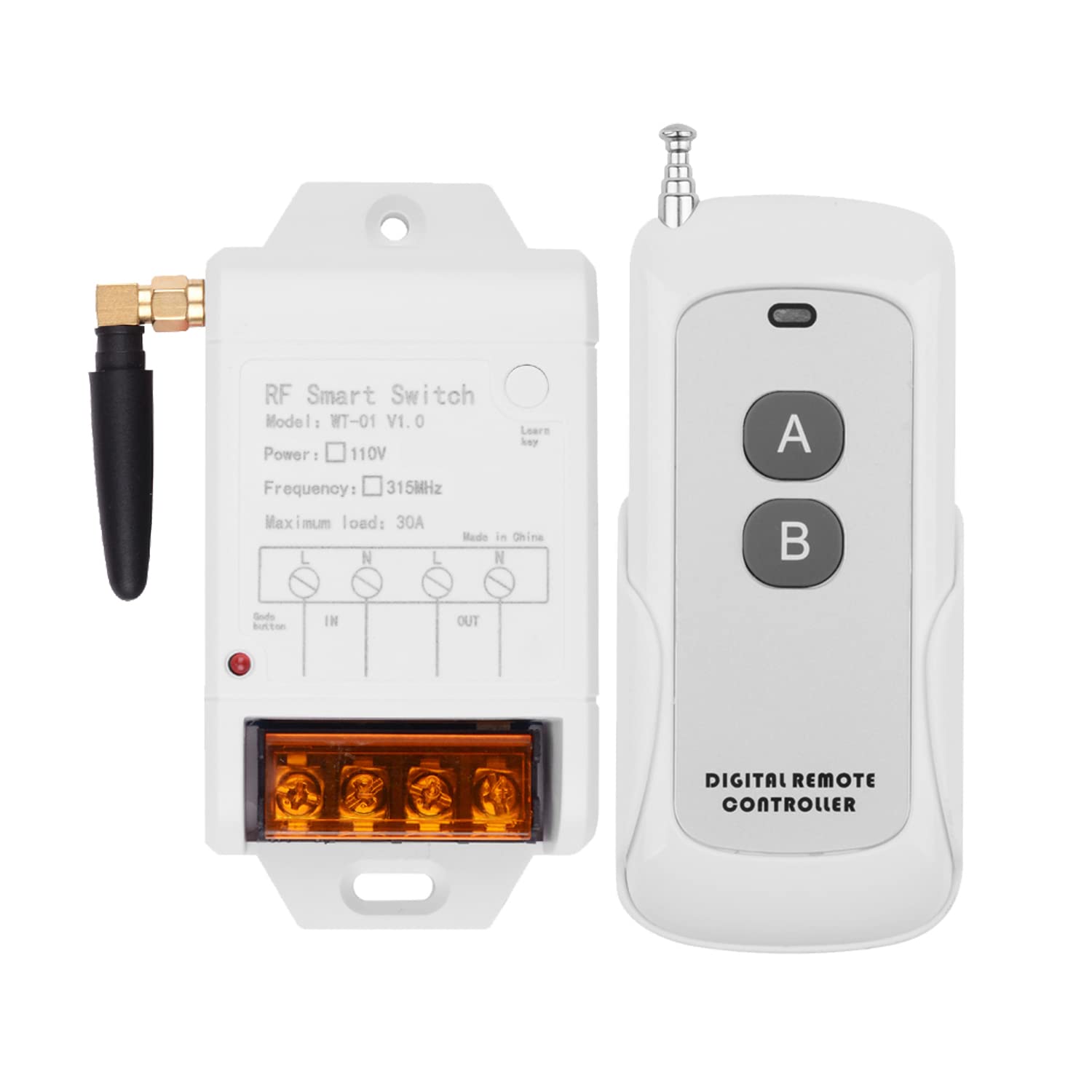 

110 В 30 А Пульт дистанционного управления с фиксацией 315 МГц Беспроводной пульт для промышленного и другого переключателя, Контроллер большой дальности, Насосы, Двигатели, Управление,