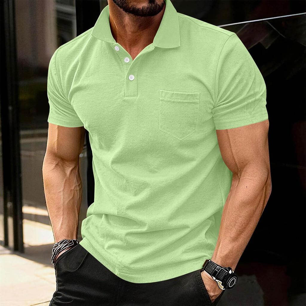 Men's Fashion Shirts Short Sleeve Casual Cotton Golf Shirts Moisture Wicking Shirt With Pocket