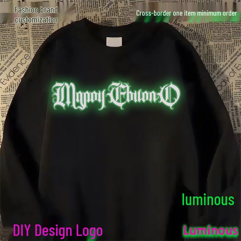 Unisex Fluorescencyjna Zielona Bluza z Okrągłym Dekoltem, Jesień/Zima Gruba Luźna Bluza z Długim Rękawem