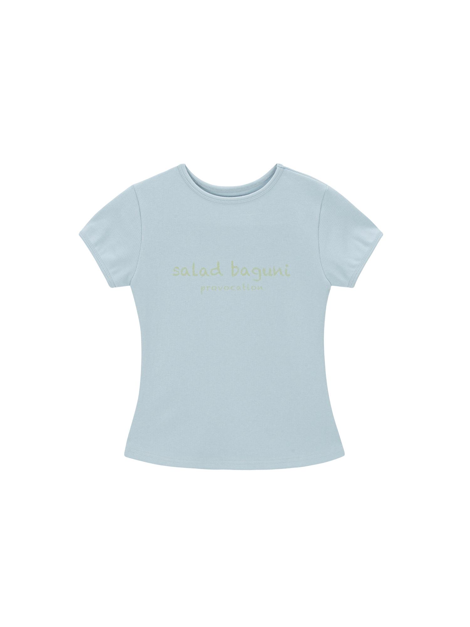 Salad Basket Provocation Lettering Ribbed Tee - Blue Free