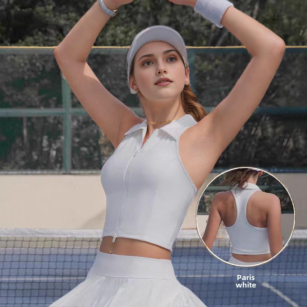 Elegante Damen POLO Kragen Tennisweste: Schnelltrocknend, Ärmellos für Sport, Fitness, Golf