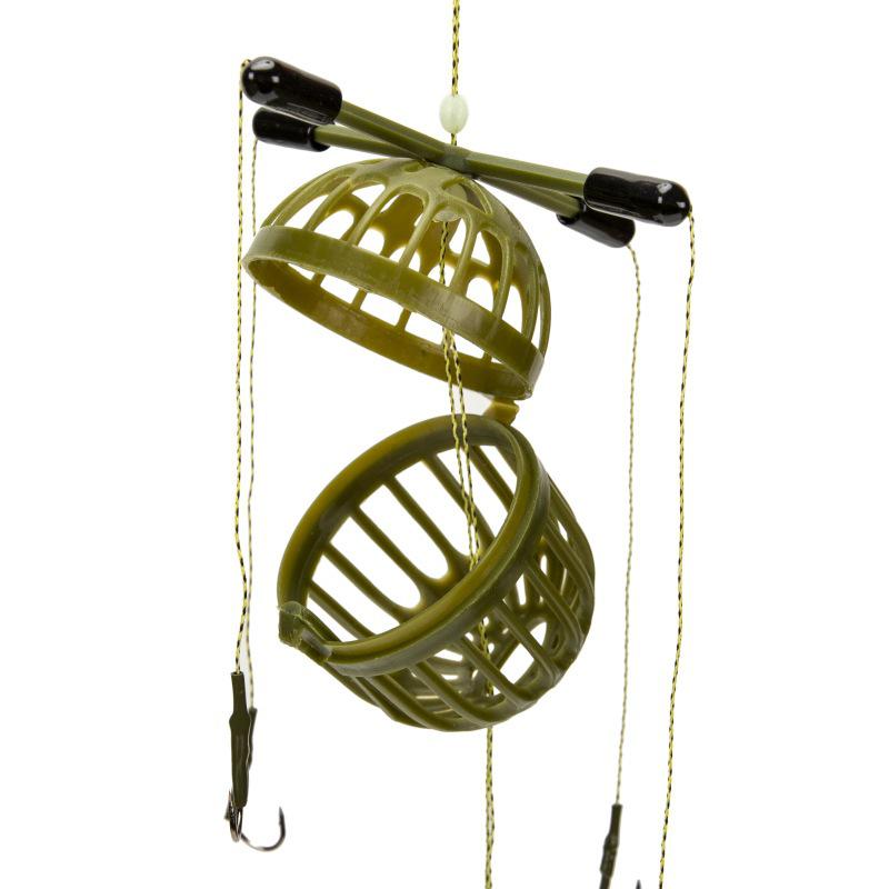 In-Stock Iseama Line Fishing Rig: 4-Fork Grass Carp Cage with Bighead Monster Hook, Flip Board, and Hanging String Hook