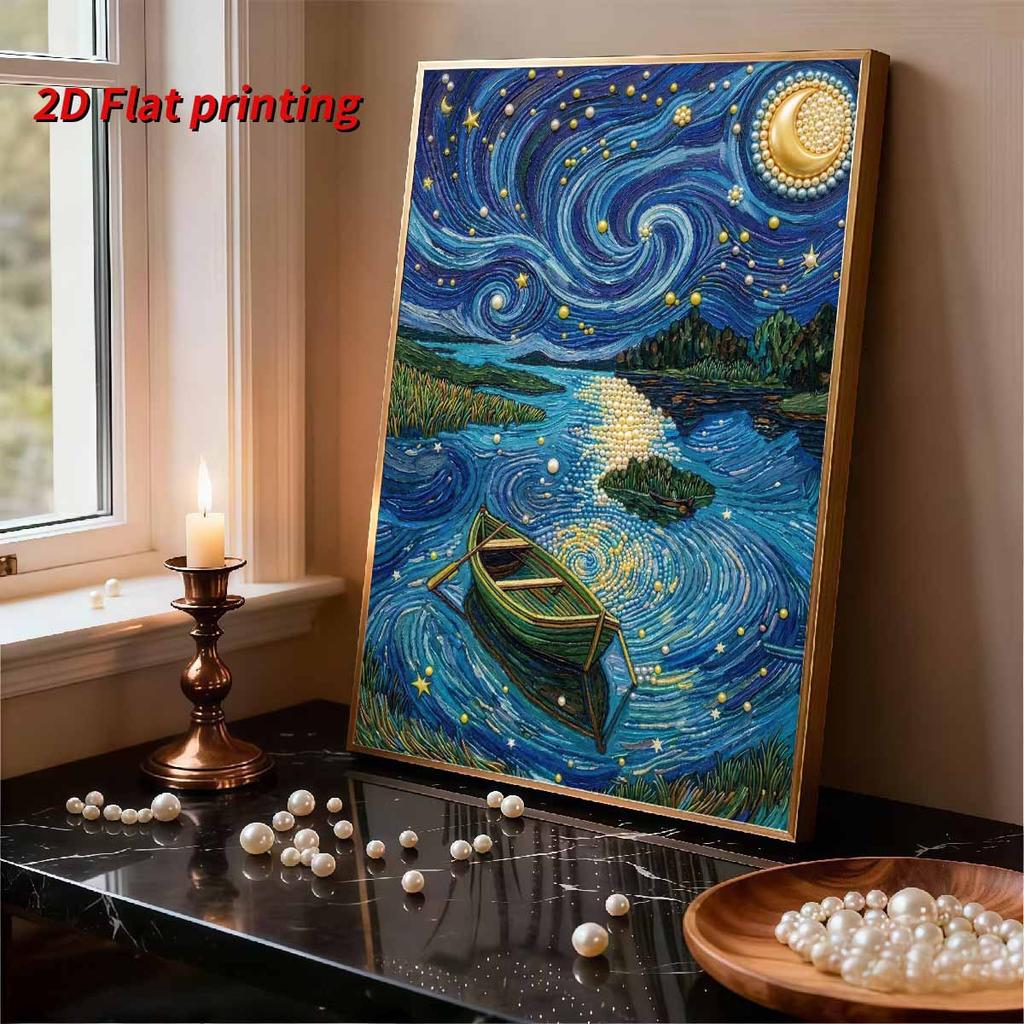 DIY Pearl Painting Set Boat Pattern Home Decoration Handmade Sticky Diamond Creative Canvas Pearl Art Painting Crafts Perfect Gift