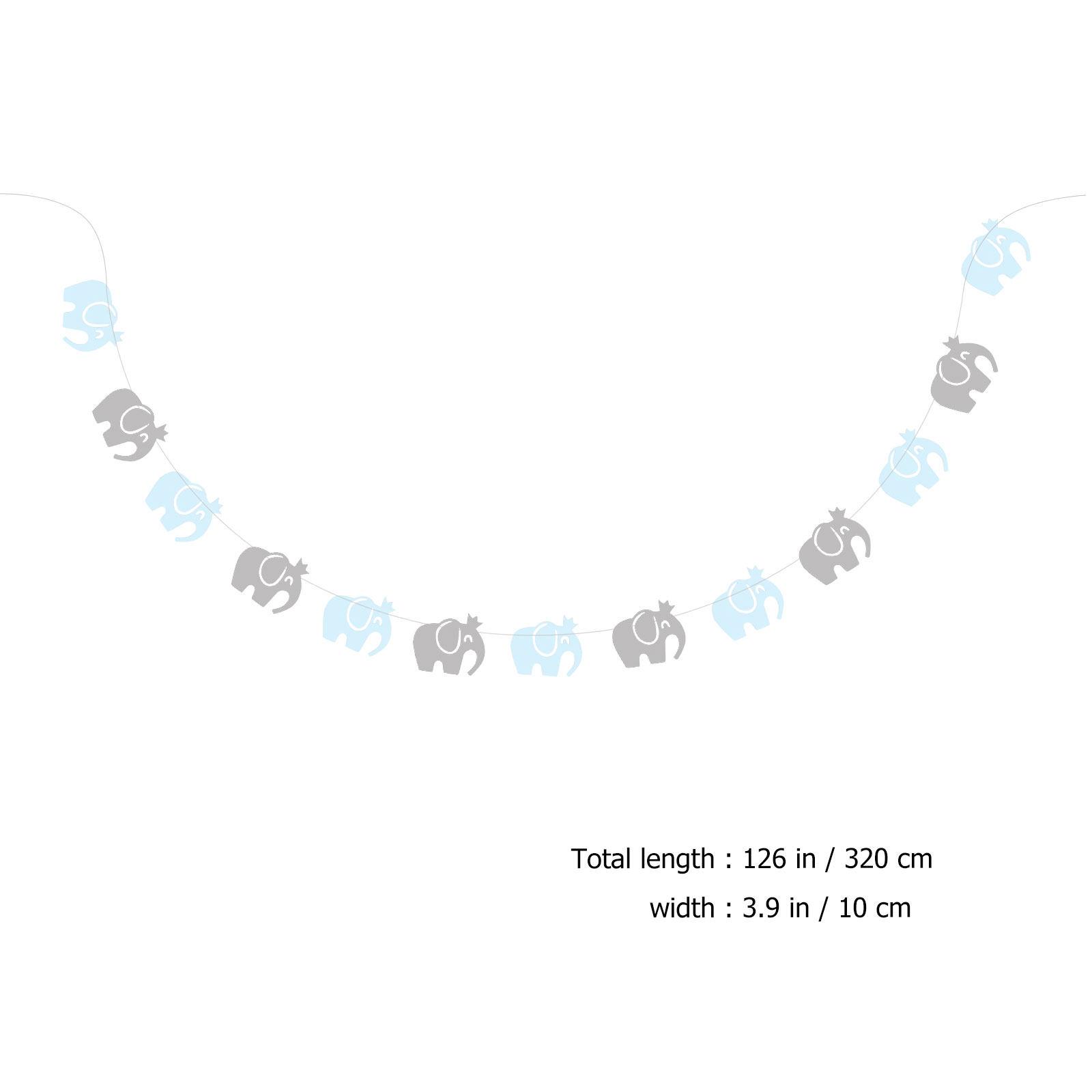 

2Pcs Elephant Party Banner Garland Pull Flag for Baby Birthday Decoration Hanging Ornament Blue Grey Festive Indoor Outdoor