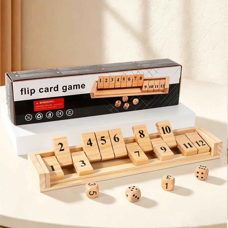 Jogo de Bebida de Cartas de Madeira Flip - Entretenimento para Festas e Brinquedo de Bar