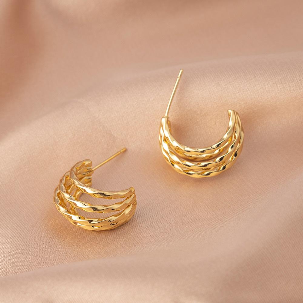 

S925 Silver Needle Retro Multi-Layer Wire-Wrapped C Ear Cuff Earrings - Women s Luxury Fashion Style