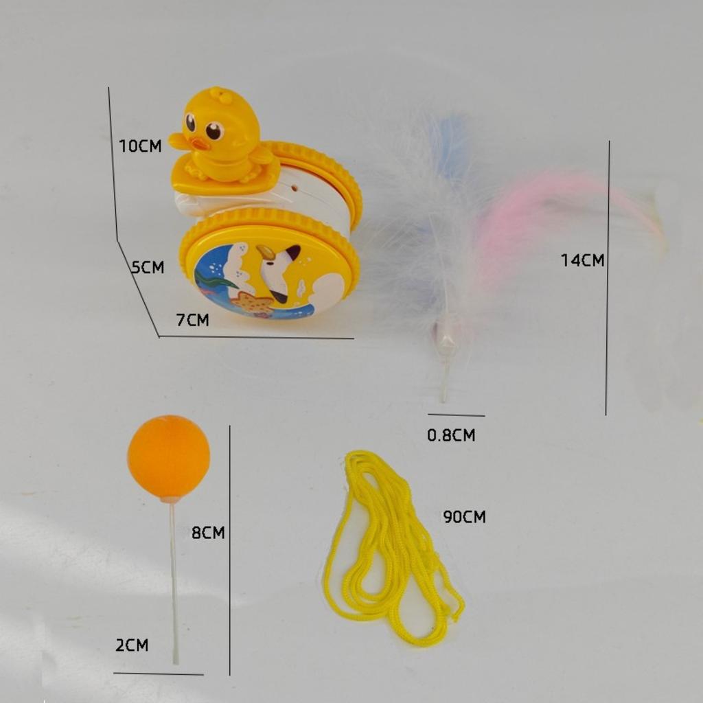 Interactive Cat Wobble Toy with Ball, Feathers & Soft Plush - 360° Rotating Automatic Bouncing Kitten Play Toy for Teeth Biting