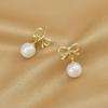 Elegant Summer Bow Pearl Earrings for Women with S925 Silver Needle