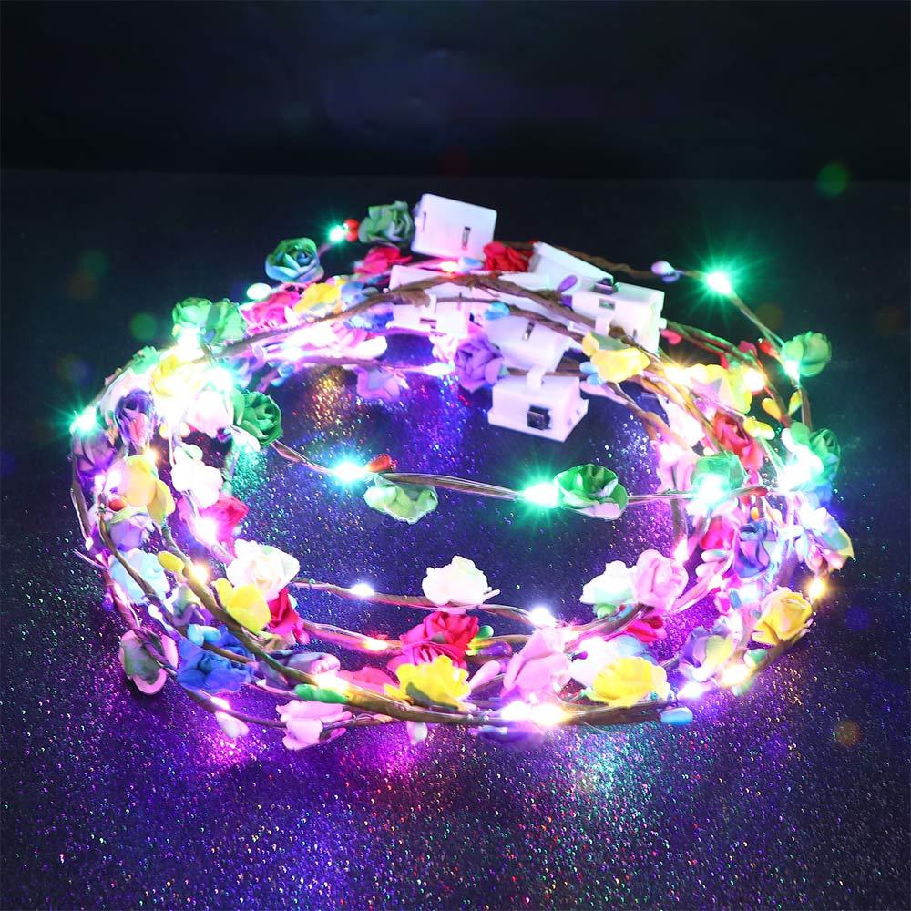 Light For Bride Birthday Party Luminous Glowing Wreath Flower Crowns Wreath Headband Beach Headband