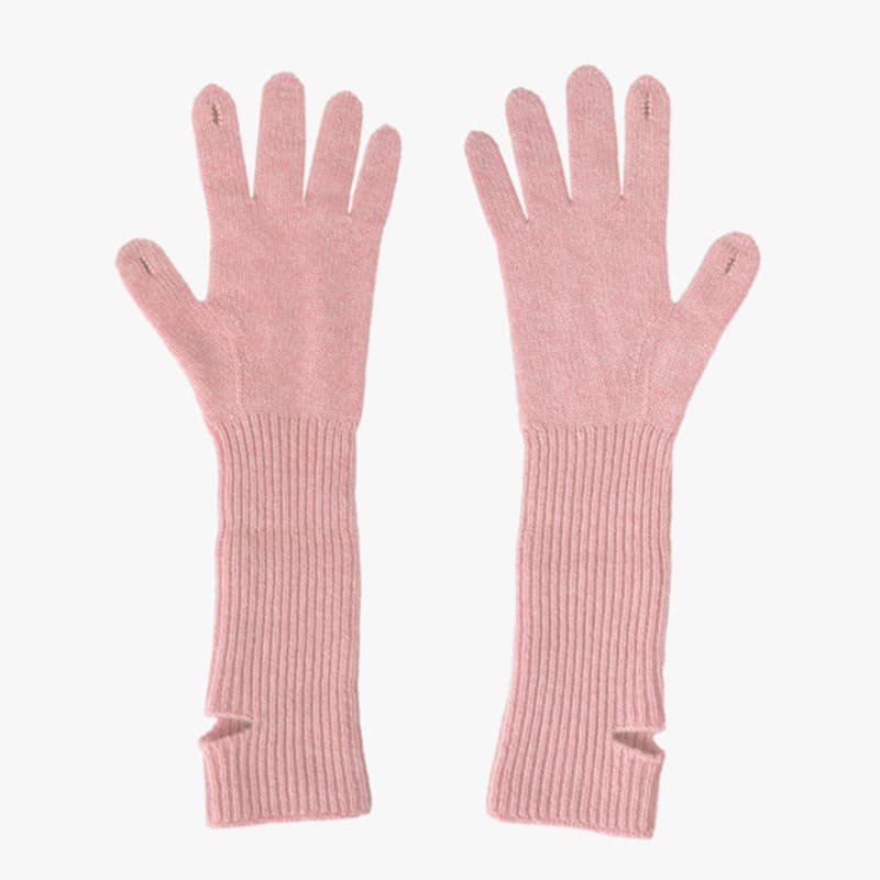 mellotory 100% cashmere lip line gloves (light pink)