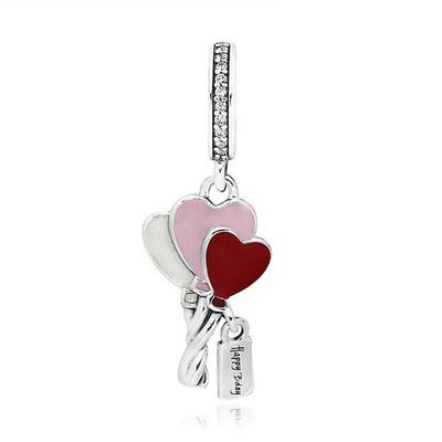 798076CZ Heart Balloon Pendant and Dangle Silver Charm