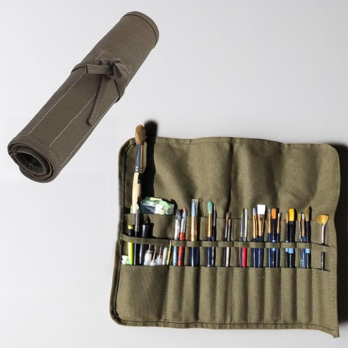 22 Löcher Roll Art Federmäppchen Pinsel Tasche Leinwand Studenten Federtasche Pinsel Kunst Aufbewahrungs Halter Schreibwaren Zubehör