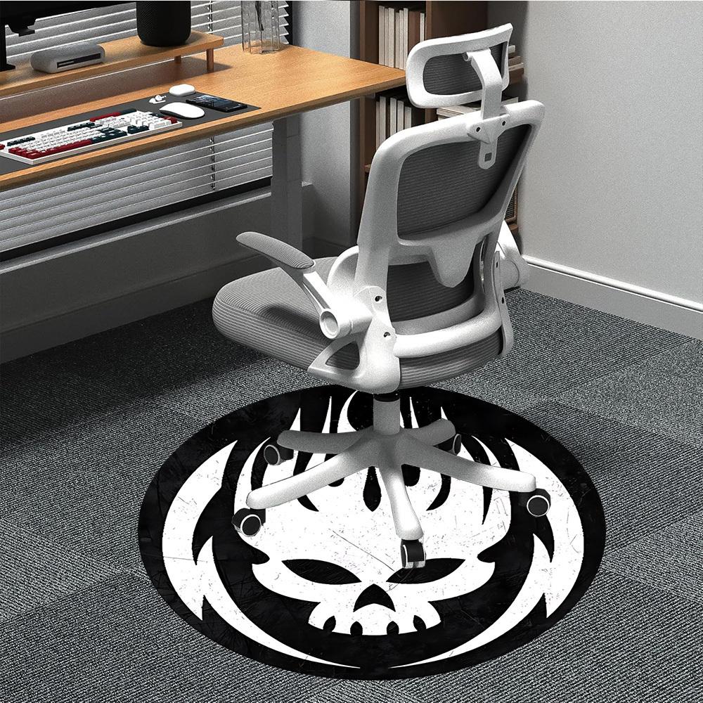 

1pc Skull Flame Chair Carpet for Office Non Slip, Lightweight, Machine Washable Rug for Office Holiday Decor 80cm