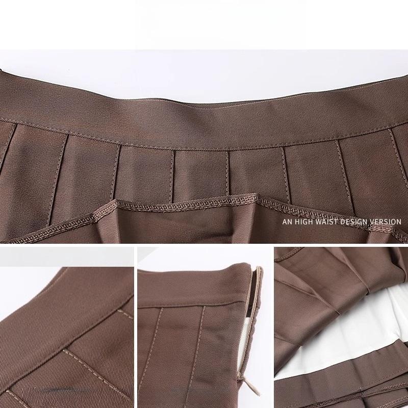 Pleated Skirt for Women Spring Summer High-waisted Slimming JK Skirt Black A-line Academic Petite Mini Casual All-match Versatile Skirt