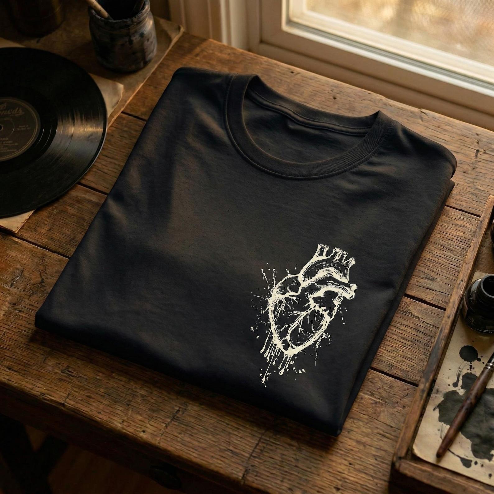 Heart Ink Sketch Shirt | Grunge Streetwear Graphic Tee 4XL