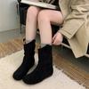 Early autumn retro small short boots children's new autumn and winter piled thick cotton boots Martin boots flat-bottomed stacking boots