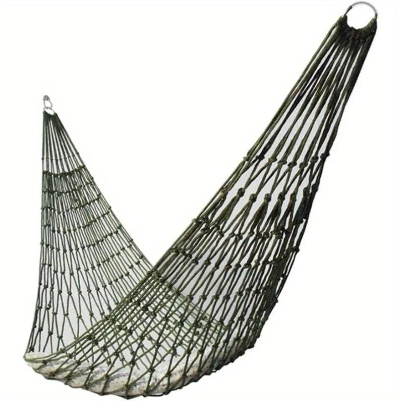 Durable Thickened Nylon Outdoor Hammock - Multifunctional Green Mesh Swing, Suitable for Gardens and Beaches