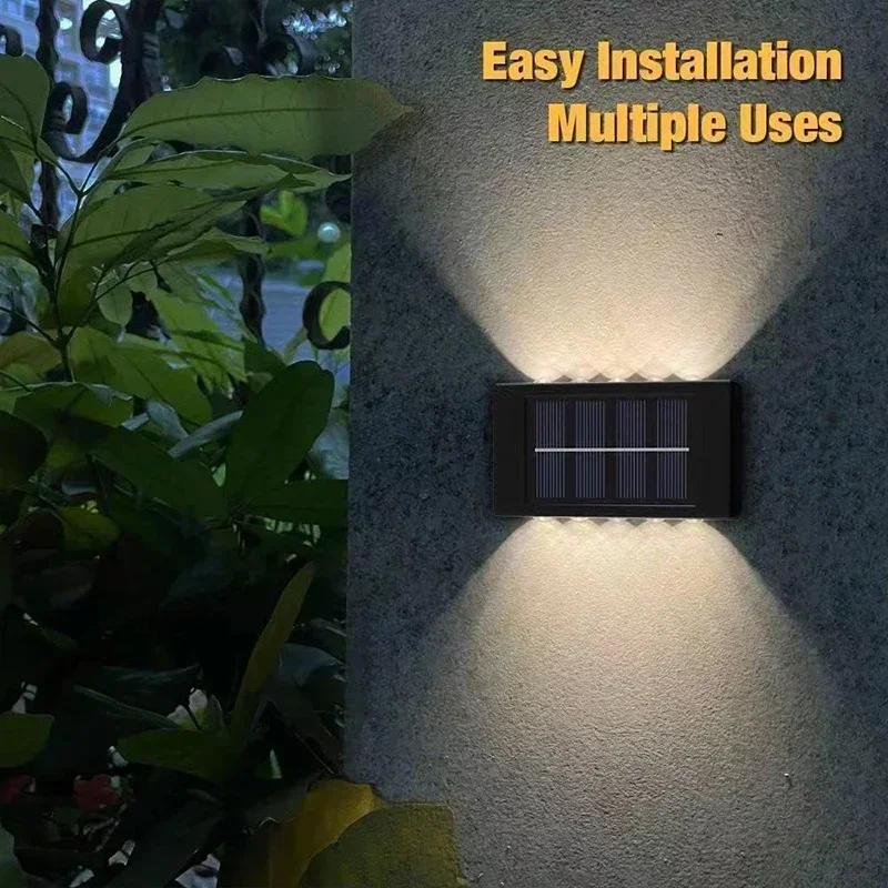 Solar Wall Lamp Outdoor Waterproof Solar Lights Up And Down Convex lens Lighting For Garden Street Landscape Balcony Outdoor Dec