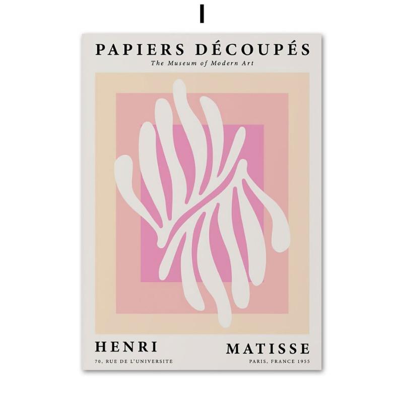 Nordic Abstract Wall Art Canvas  Pink Matisse Picasso Coral Bauhaus Design Poster for Living Room Decor Modern Home Decor Print