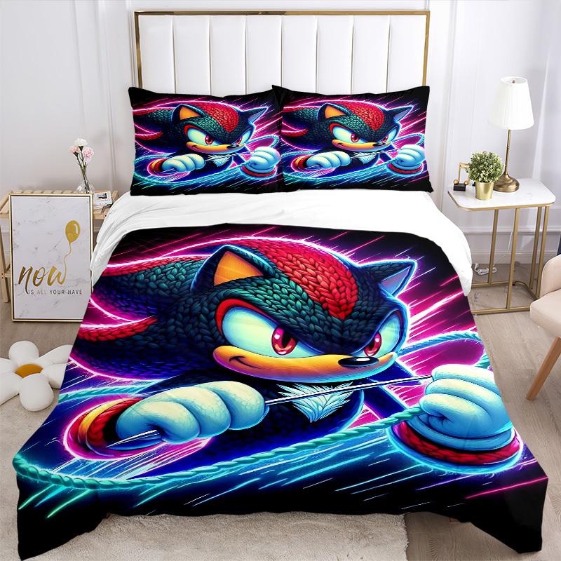 3pcs bedding set Shadow Sonic Includes 1 Comforter + 2 Pillowcases, Without Pillow Inserts, Soft Comfortable, Lightweight Breathable, Printe