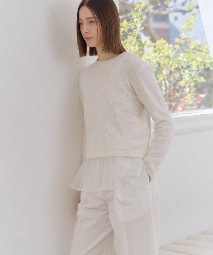 Okuka Back Zipper Knit Top White
