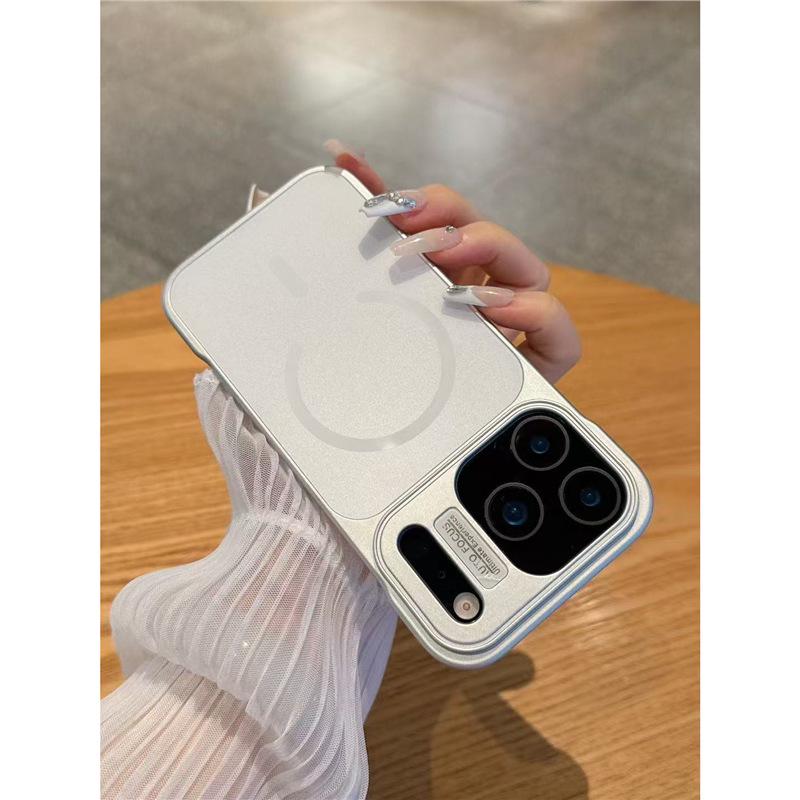 

Compatible with Apple iPhone 17 Pro: Frosted Glass Magnetic Adsorption Protective Case, iPhone 16/15 Half-Cover Drop-Proof Cover iPhone 16