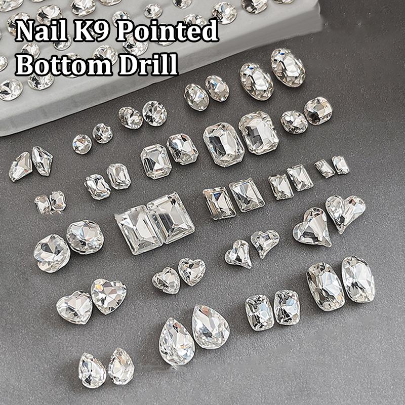 5Pcs Sparkle Sharp Diamond Nail Art Rhinestones Jewel Decoration Mix Clear White Nail Charms Ornaments