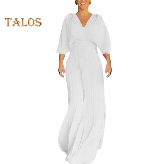 Dámské večerní šaty Dolman Rukávy plisované Výstřih do V Čistá barva Vysoký Úzký pas Plné Párty Prom Maxi šaty