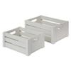 Grey Wood Wire Storage Basket Set 2 Piece Decorative Crates with Cut-out Handles Home Organization and Small Item Storage
