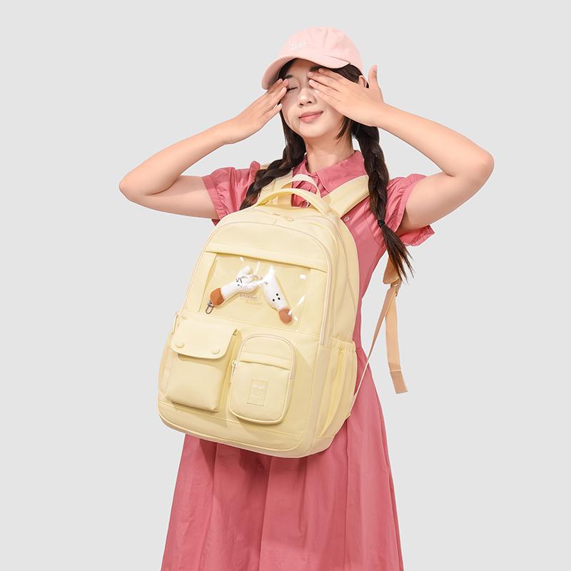 Einfarbiger Rucksack Große Kapazität Leichtgewicht Junior Senior High School Schüler Schultasche