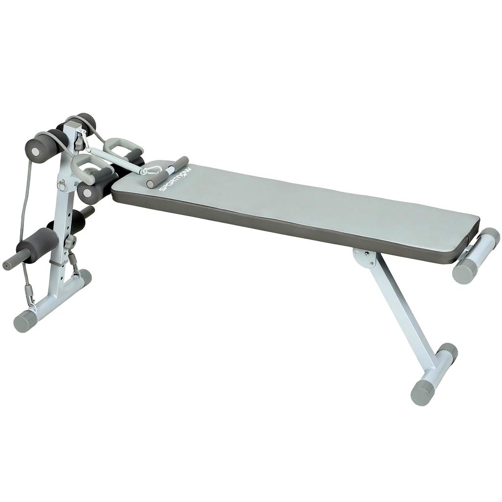 Weight Bench, Adjustable Flat Bench, 3 Seat Levels, Blue and White