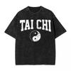 Tai Chi gewaschenes T-Shirt Paar Ying Yang Street Style Baumwoll-T-Shirts Sommer O-Ausschnitt Hipster T-Shirt Locker Große Größen Kleidung