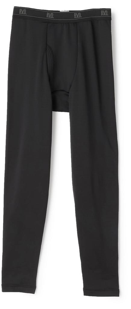 BVD Instant Warm Long Soft Black GRID-TEC Fleece-Lined Leggings, Leggings, Warm, Moisture-Wicking, Stretch, Anti-Static, Touch, Men's,