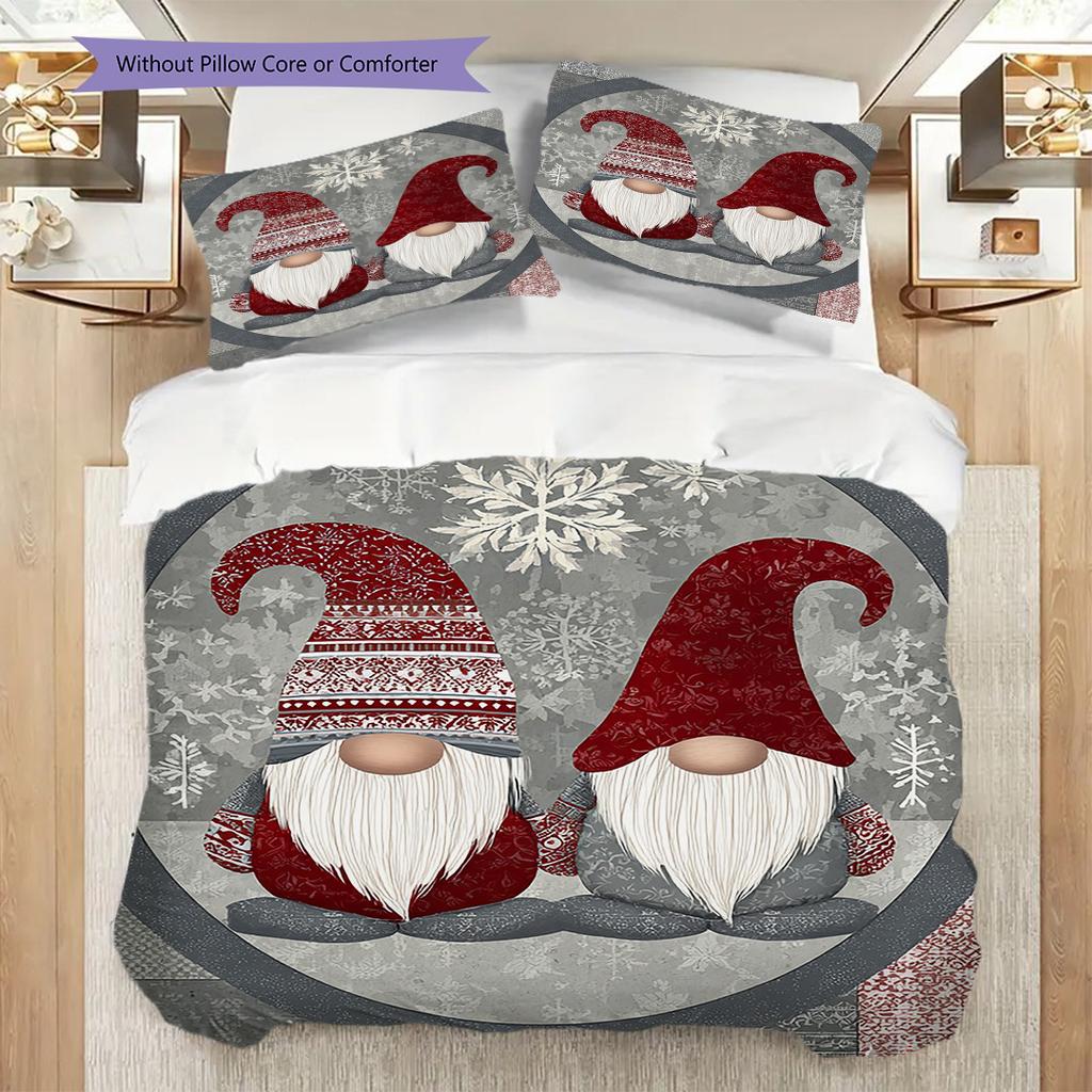 Dwarf Pattern Bedding Quilt Set Quilt Cover Pillowcase Home Decoration Birthday Gift (1 * duvet cover + 2 * pillowcase, without core)