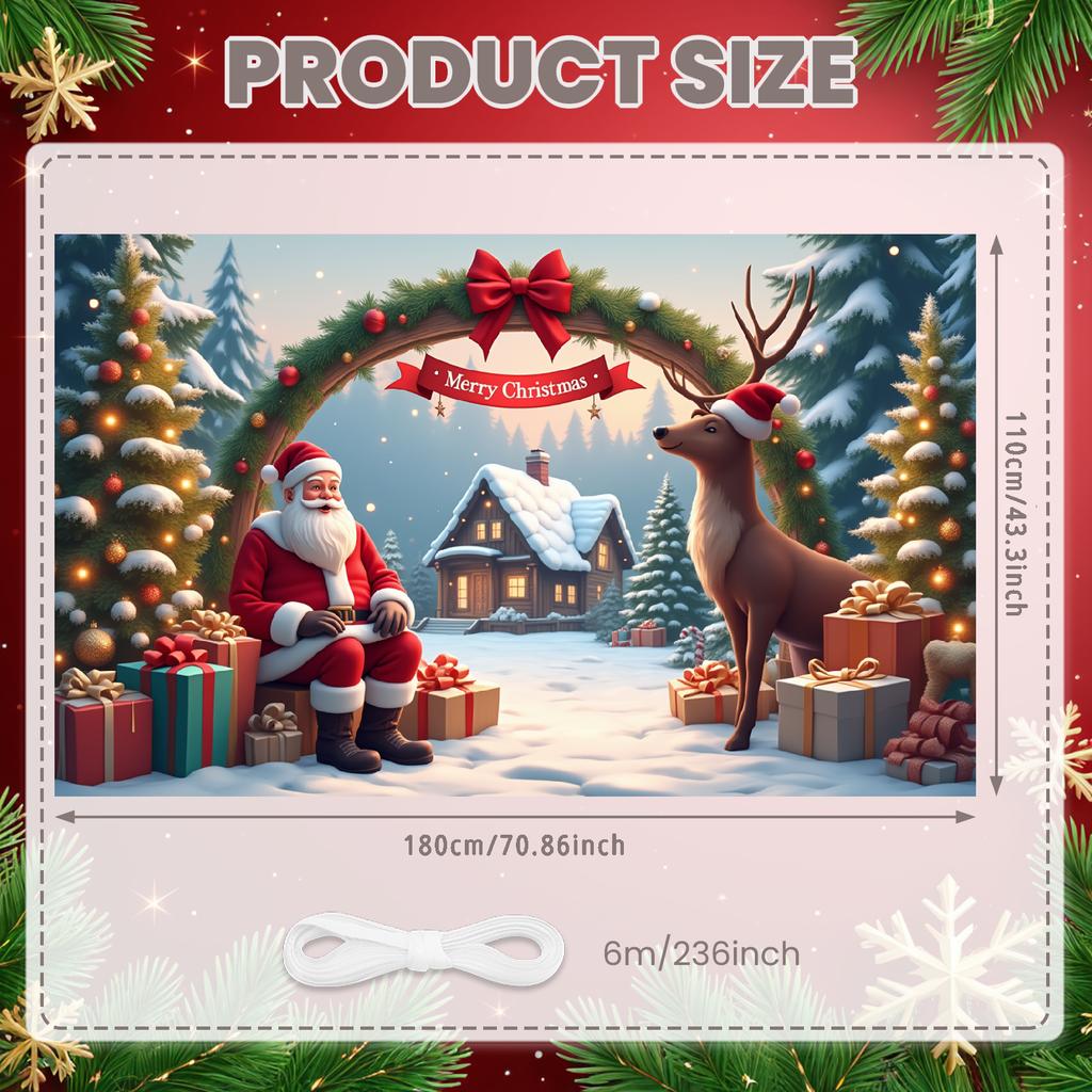Photo Prop Cozy Design Santa Claus Banner Festive Decor Colorful Lights Christmas Banner For Home Decoration Event Decor Indoor