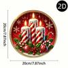 2D Flat Metal Tin Sign Merry Christmas Wall Art with Holly Berries Candles Home Office Cafe Decor