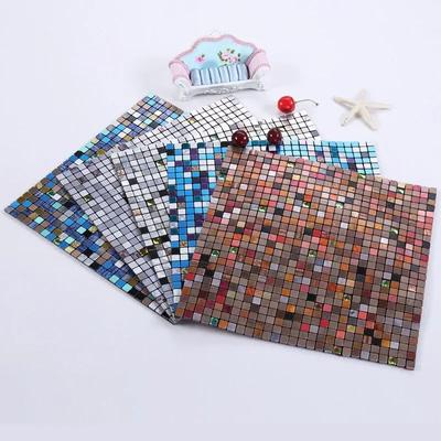 3D European Smooth Metal Mosaic Wall Sticker Self-adhesive Tile Kitchen Bathroom Bar Living Room TV Background Wall Decor Stick