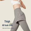Damen High-Waist Schnelltrocknende Yoga Fitnesshose, Herbst-Winter, Fake Two-Piece Design