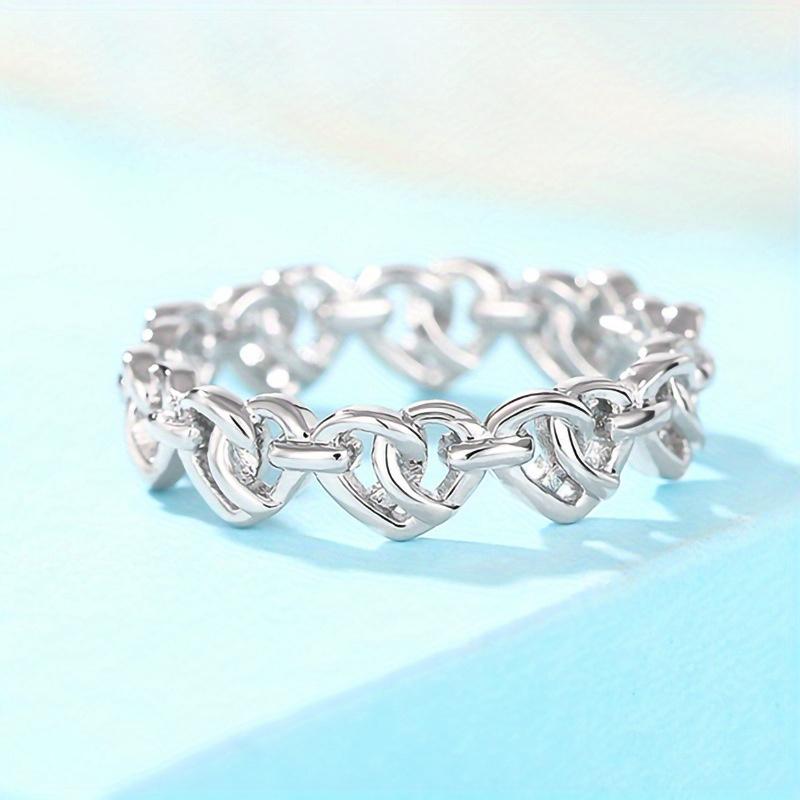 1pc Heart-shaped Chain Link, A Simple and Fashionable Heart-shaped Ring Jewelry, A Fashionable and Personalized Single Ring