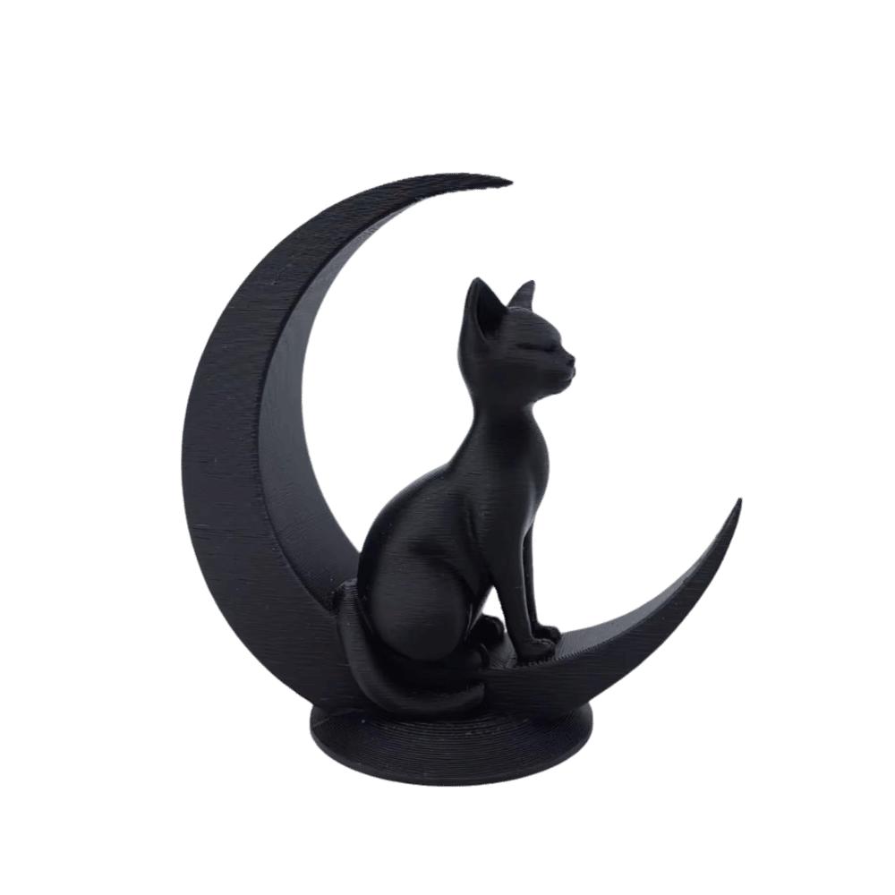Art Crafts Cat Sculpture 3D Printed Cat Statue Cat Figurine Moon Cat Decoration  Holiday