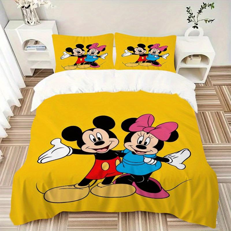 3pcs Mickey Mouse Minnie Mouse Bedding Set Includes Quilt Cover and Pillowcases, Suitable for All Seasons W072