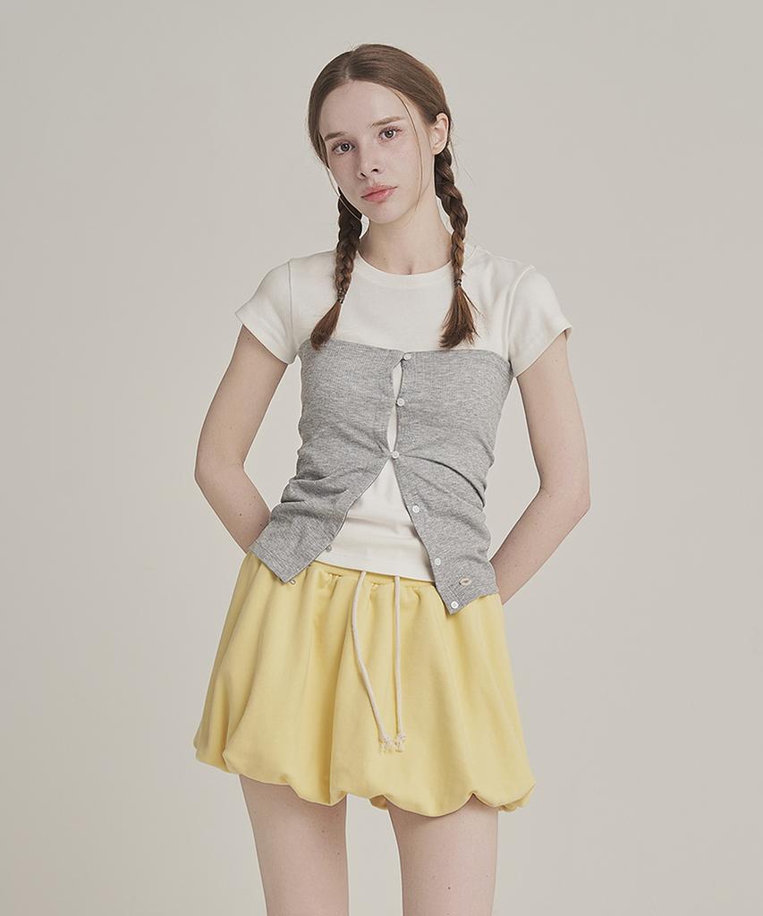 Iteoneolmomeonteu Balloon Elastic Waist Skirt _ Yellow