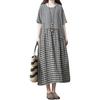 Ladies Summer Linen Loose Fit Body Covering Resort Dress Floral Pattern Cotton Short Sleeve Checkered Cute VG09