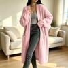 Women's casual corduroy long-sleeved long coat