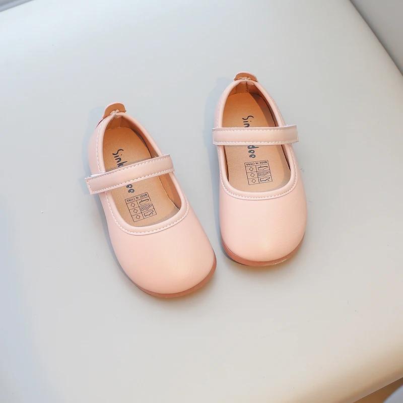 Meisjes Eenvoudige Zachte Mary Janes Mode Prinses Lieve Kinderen Flats Kinderen Leren Schoenen voor Bruiloftsfeest Klassieke Stijl Beige Roze