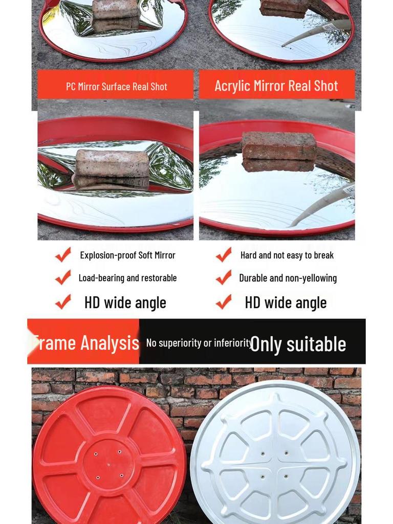 Miroir de circulation grand angle: Miroir Convexe Extérieur/Intérieur pour la Sécurité Routière et l'Antivol, Parfait pour les Coins de Garage